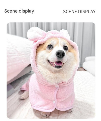 Yellow L Pet Drying Robe with Hood | Dogs & Cats