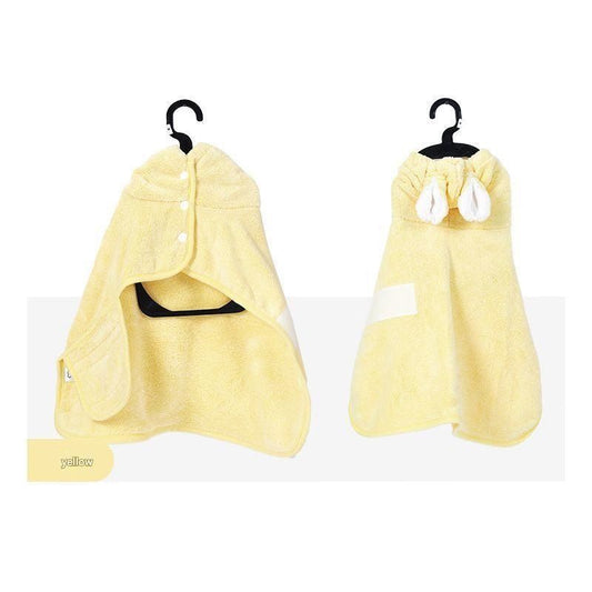 Yellow XL Pet Drying Robe with Hood | Quick-Dry Microfibre | Dog & Cat