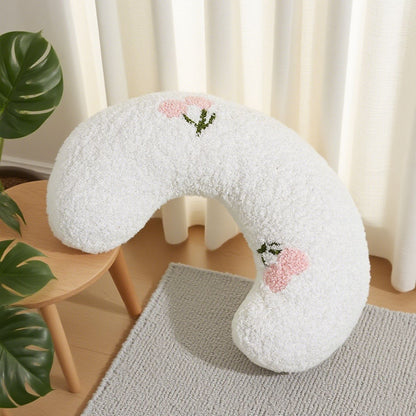 Pet U-Shaped Neck Support Pillow | Soft Teddy Velvet | White