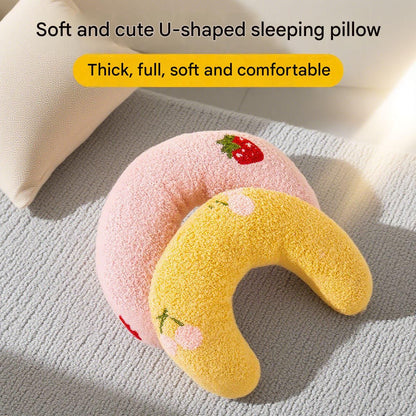 Pet U-Shaped Neck Support Pillow | Soft Teddy Velvet | White