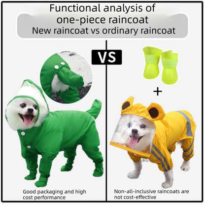 Green S size Full Coverage Pet Raincoat Jumpsuit Waterproof Dog Rain