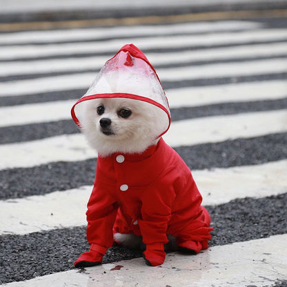 Black XL size Full Coverage Pet Raincoat Jumpsuit Waterproof Dog Rain
