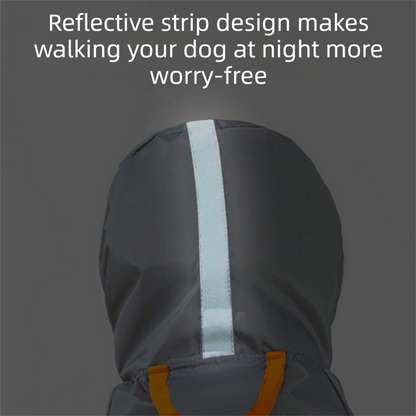 Grey and Orange XS size Dog Raincoat with Leash Access and Transparent