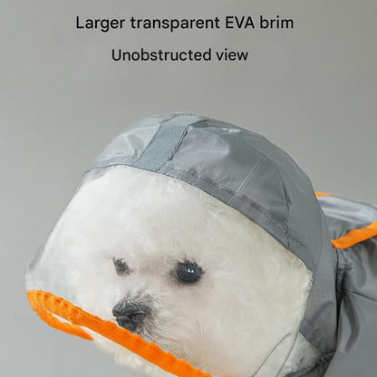 Grey and Green XS size Dog Raincoat with Leash Access and Transparent