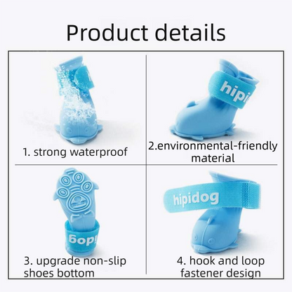 Pink L size Waterproof Dog Rain Boots Set of 4