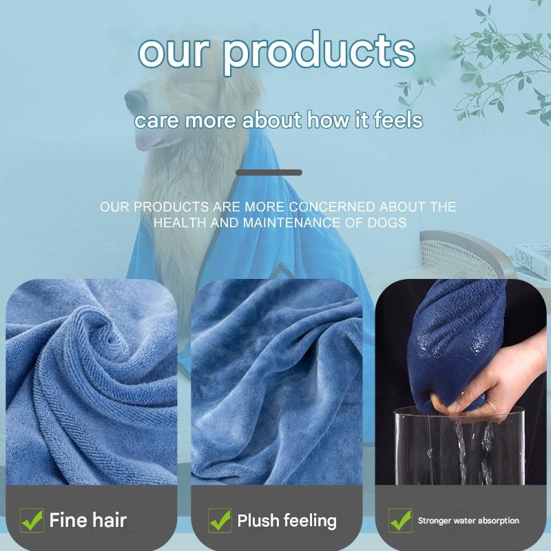 Pink 100*50cm icrofibre Pet Bath Towel with Hand Pockets