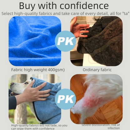 Pink 100*50cm icrofibre Pet Bath Towel with Hand Pockets