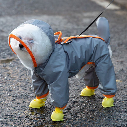 3 Piece Dog Rain Gear Set -S size Pet Rainy Day Kit with Grey