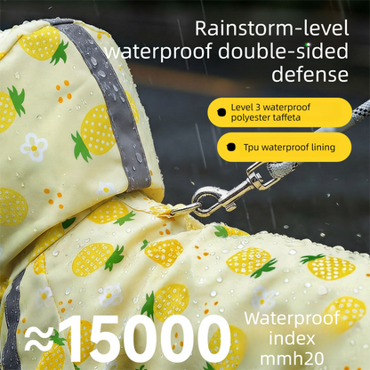 Yellow M size Pineapple Print Full-Cover Dog Raincoat with Transparent