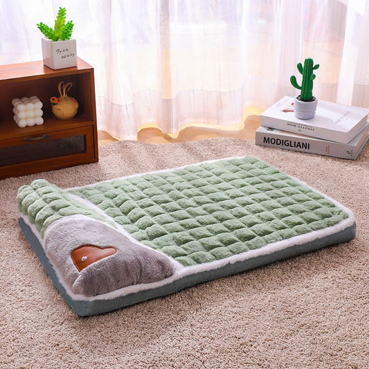 Green M size Luxury Plush Pet Sleeping Mat