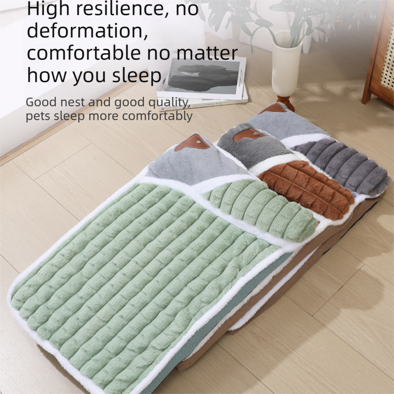 Green L size Luxury Plush Pet Sleeping Mat