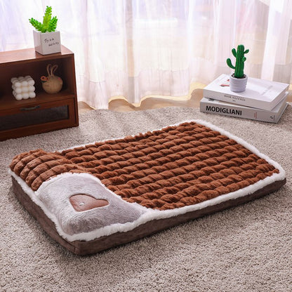 Brown M size Luxury Plush Pet Sleeping Mat