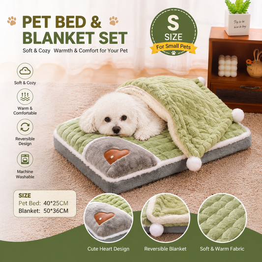 2-piece S size Green Pet Winter Comfort Bundle