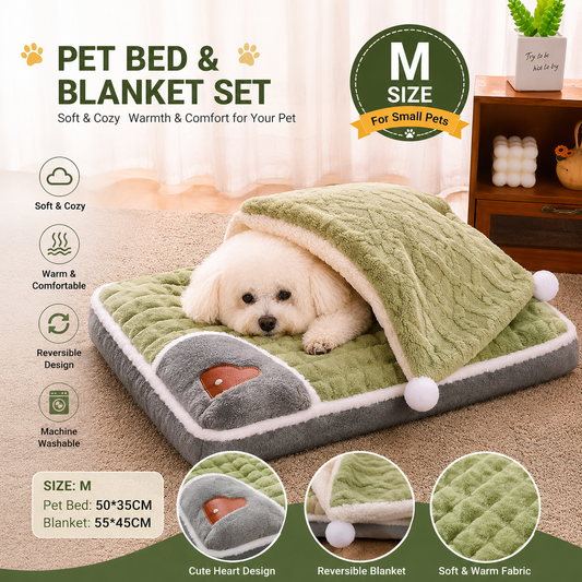 2-piece M size Green Pet Winter Comfort Bundle