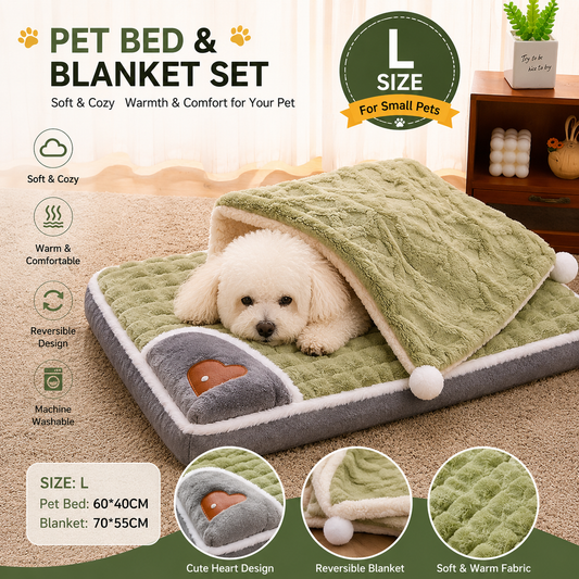 2-piece L size Green Pet Winter Comfort Bundle