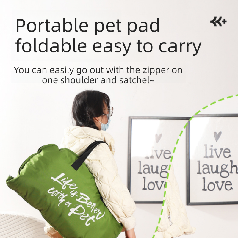 Green M size Portable Foldable Pet Bed Mat