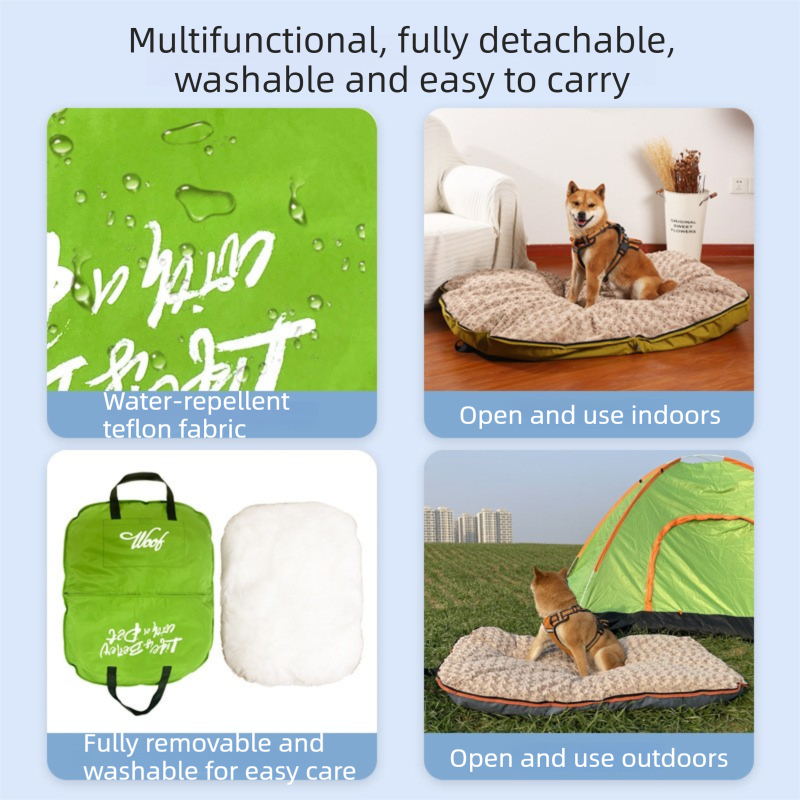 Green M size Portable Foldable Pet Bed Mat