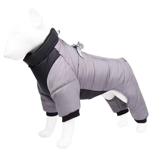 Grey S size Winter Dog Jumpsuit Coat