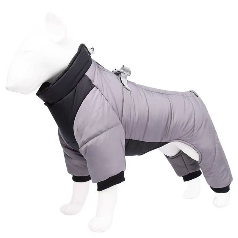 Grey L size Winter Dog Jumpsuit Coat