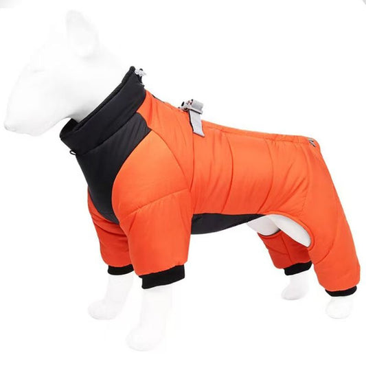 Orange L size Winter Dog Jumpsuit Coat
