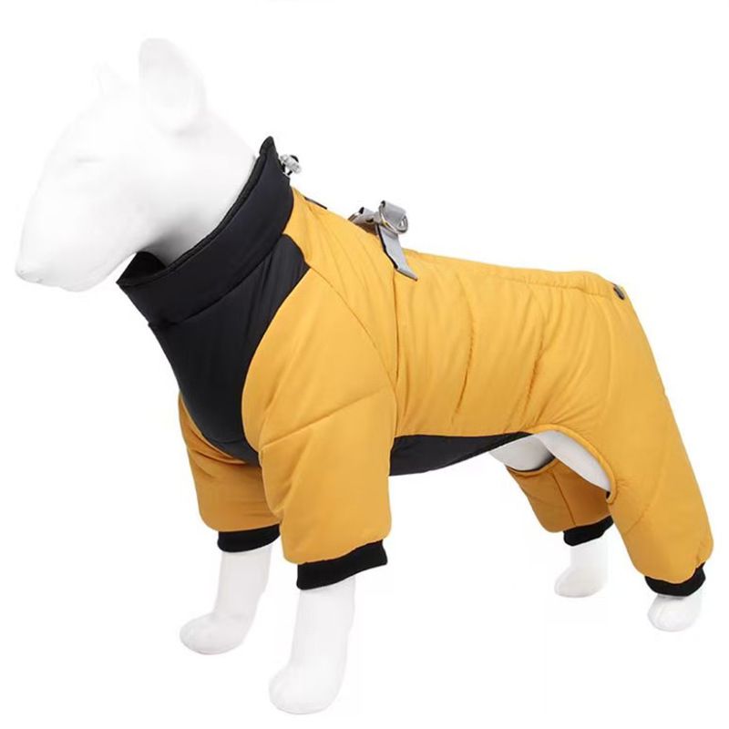 Yellow L size Winter Dog Jumpsuit Coat