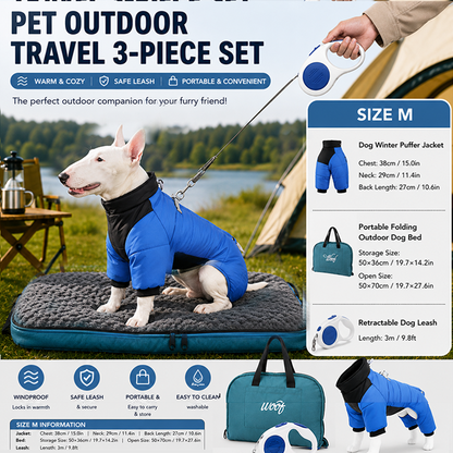 3-Piece Blue Winter Pet Outdoor Travel Set