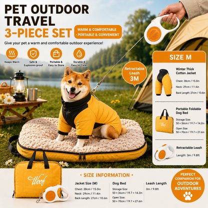 3-Piece Yellow Winter Pet Outdoor Travel Set