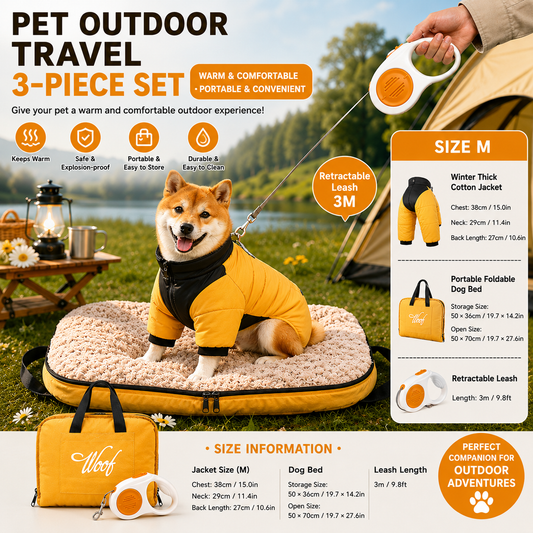 3-Piece Yellow Winter Pet Outdoor Travel Set