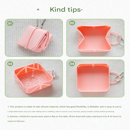 2-Pack Green Portable Silicone Pet Travel Bowl