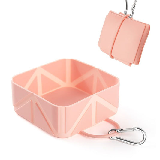 2-Pack Pink Portable Silicone Pet Travel Bowl