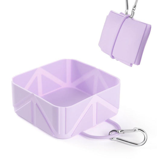 2-Pack Purple Portable Silicone Pet Travel Bowl