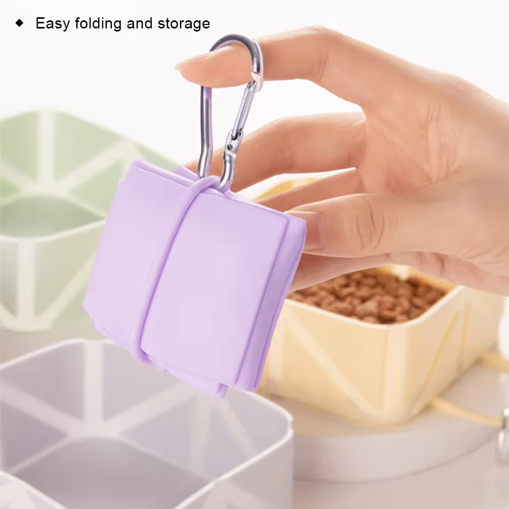 2-Pack Purple Portable Silicone Pet Travel Bowl