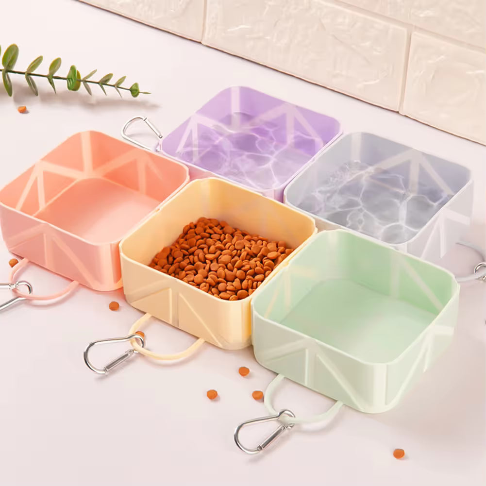 2-Pack Purple Portable Silicone Pet Travel Bowl