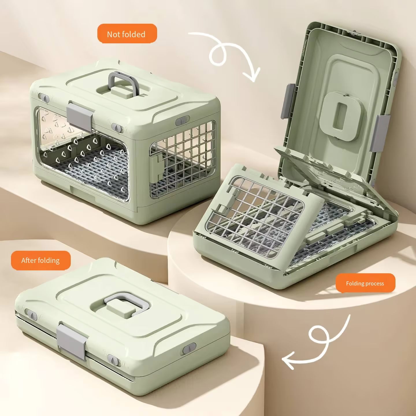 Green Collapsible Pet Carrier Crate