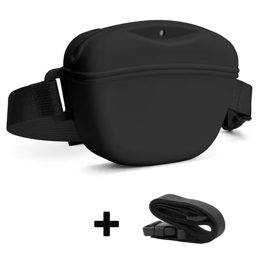 Black Silicone Dog Training Treat Pouch with Adjustable Waist Belt