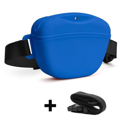 Blue Silicone Dog Training Treat Pouch with Adjustable Waist Belt