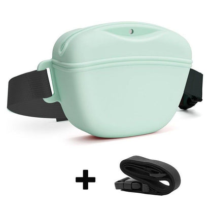 Cyan Silicone Dog Training Treat Pouch with Adjustable Waist Belt
