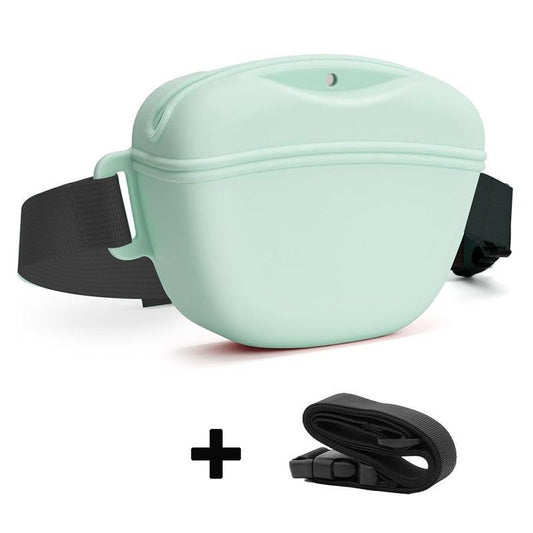 Cyan Silicone Dog Training Treat Pouch with Adjustable Waist Belt