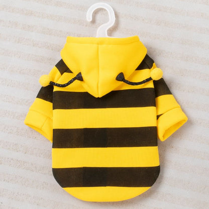 Size S Bee Fleece Hoodie Jumper for Small Dogs & Cats with 5 Hair Clips