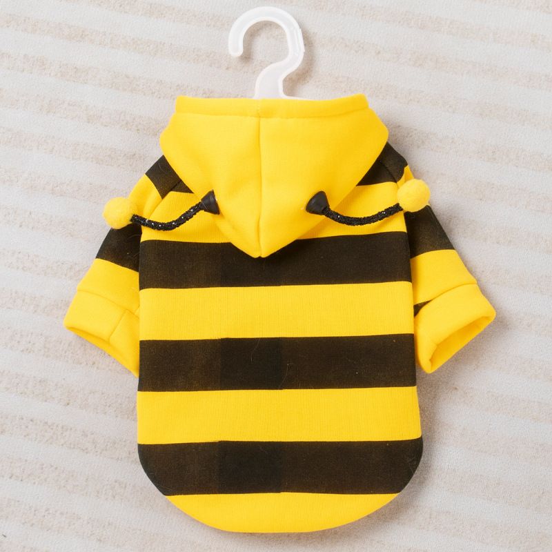 Size L Bee Fleece Hoodie Jumper for Small Dogs & Cats with 5 Hair Clips