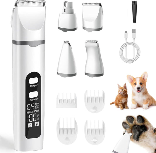 Pet Hair Clipper and Nail Grinder Kit Electric Dog Cat Grooming Trimmer