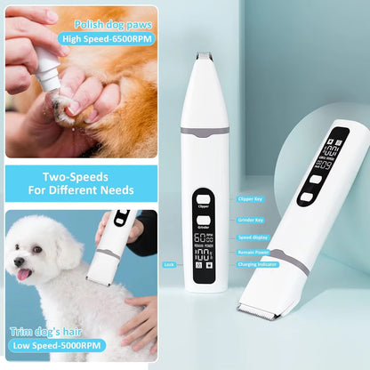 Pet Hair Clipper and Nail Grinder Kit Electric Dog Cat Grooming Trimmer