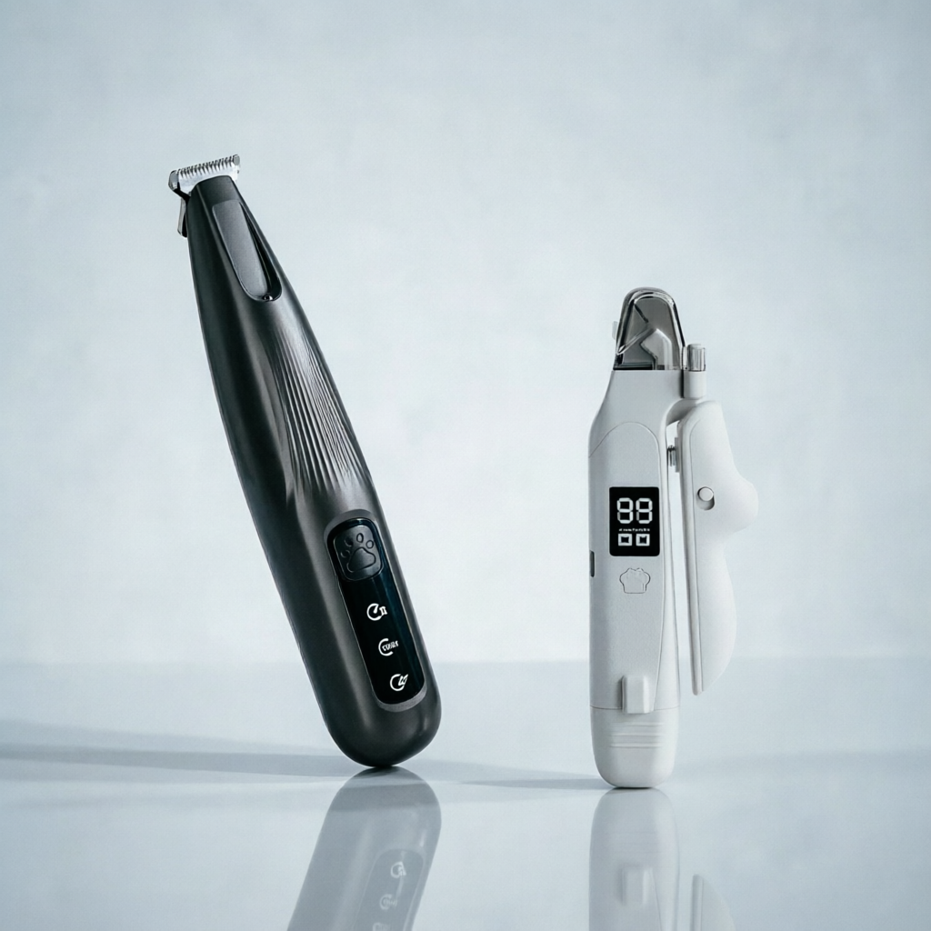 Black Paw Hair Trimmer & White Pet Nail Clipper Set | Dog & Cat