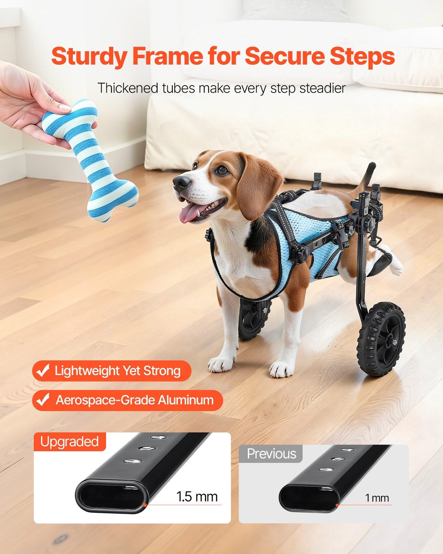Dog Wheelchair for Back Legs 2-Wheel | Up to 10kg Rear Support