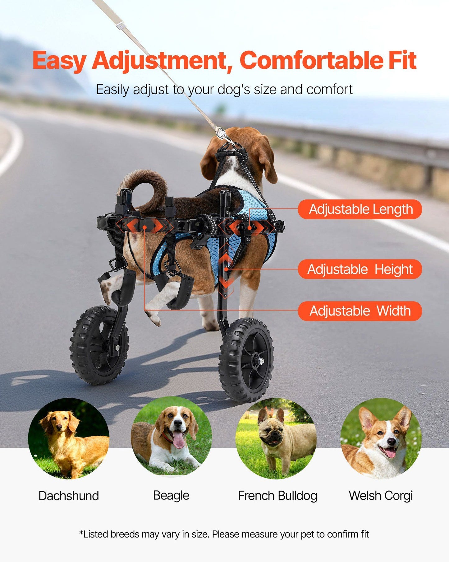 Dog Wheelchair for Back Legs 2-Wheel | Up to 10kg Rear Support
