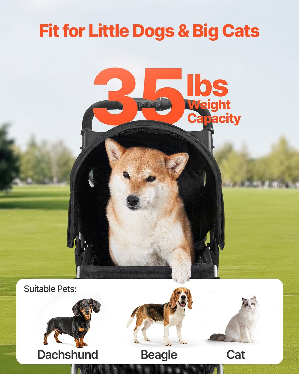 Foldable 3-Wheel Pet Stroller | 16KG Capacity