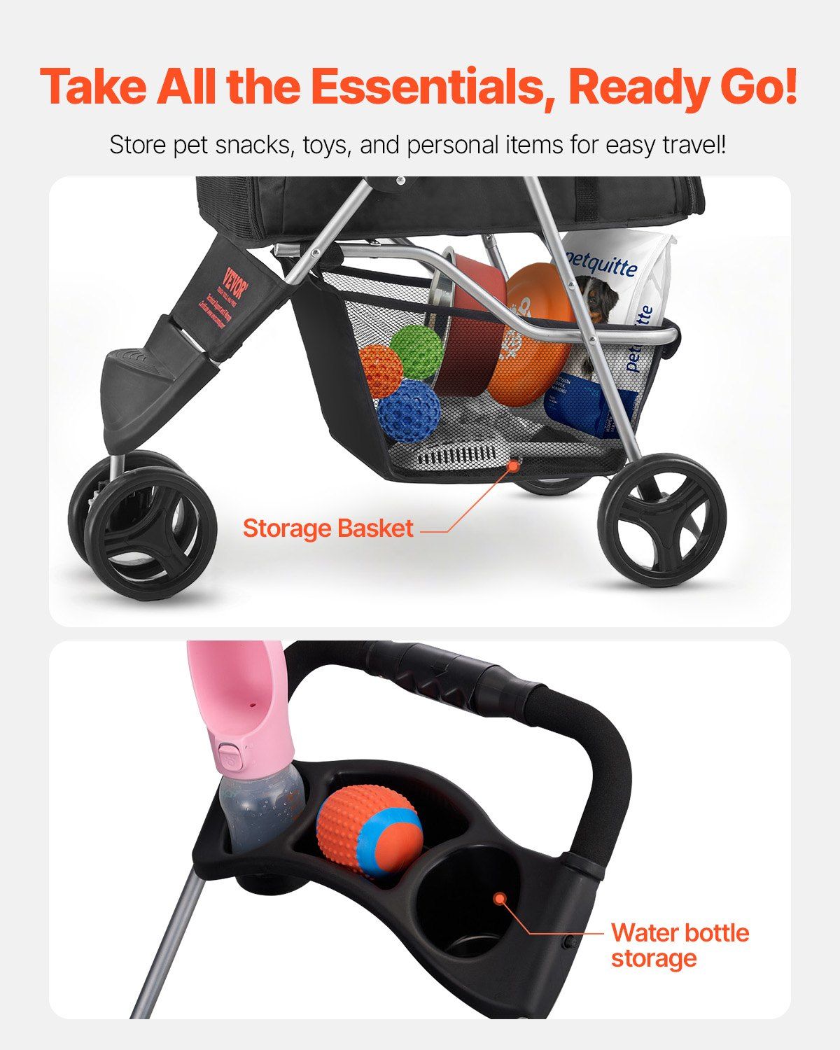 Foldable 3-Wheel Pet Stroller | 16KG Capacity