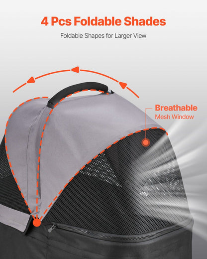 Foldable 4-Wheel Pet Stroller | 16KG Capacity | Detachable Carrier