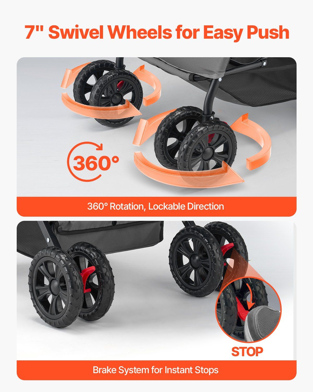 Foldable 4-Wheel Pet Stroller | 20KG Capacity | Reversible Handle