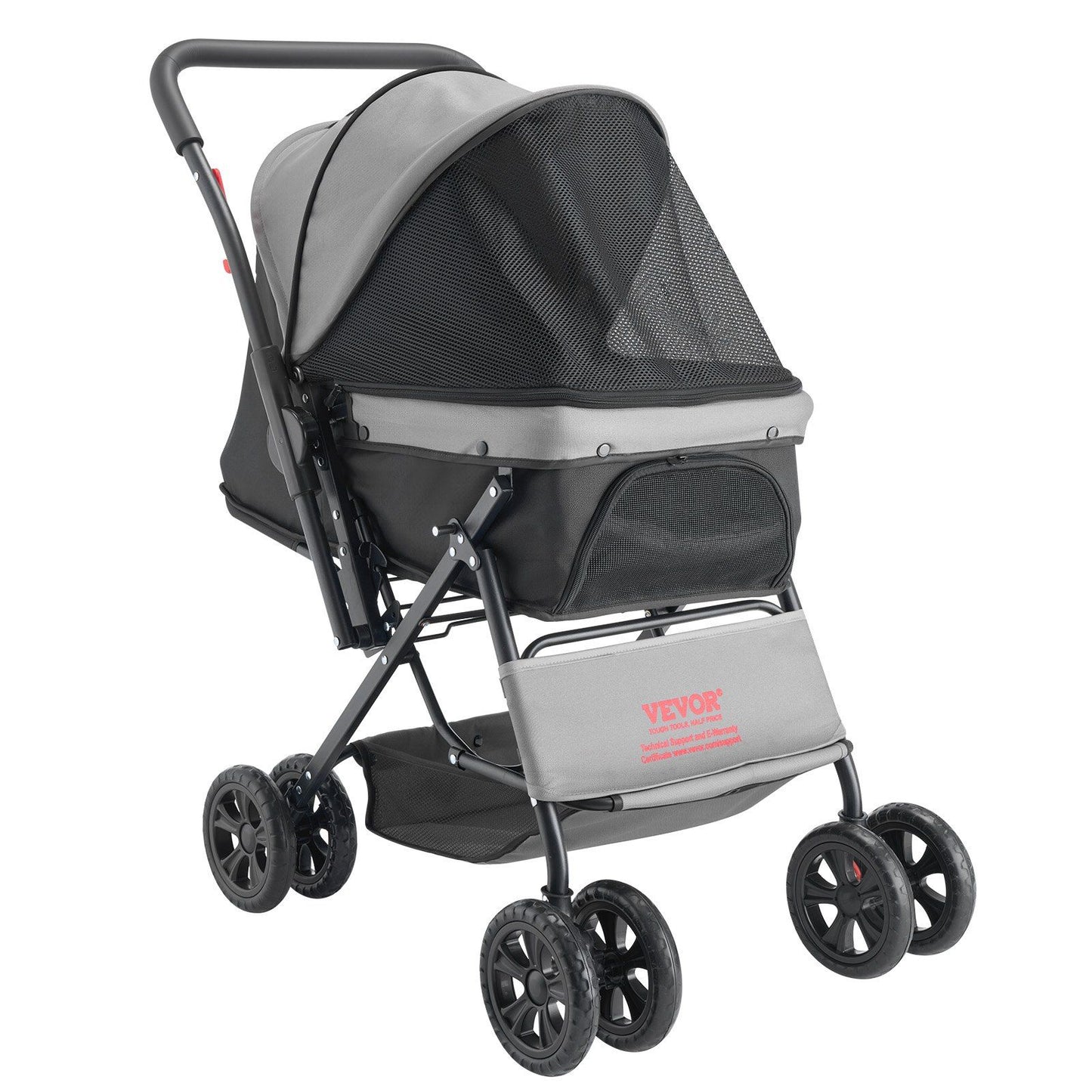 Foldable 4-Wheel Pet Stroller | 20KG Capacity | Reversible Handle